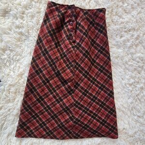 Japanese Brand Mady Plaid Button-Front Skirt